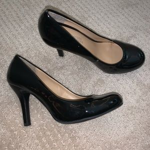 Black patent leather heels